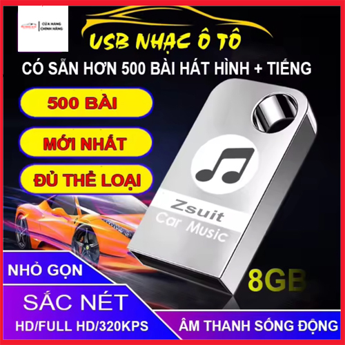 USB Ô tô Nhạc Hình + Nhạc Tiếng 8Gb Chính Hãng Danh cho Ô tô, Xe hơi Cực Chất (USB Sẵn Nhạc) - Bảo hành 5 năm FreeShip