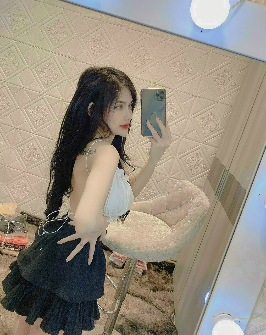 Áo 2 Dây Hở Lưng Cột Dây Bún Kèm Mod Ngực U21