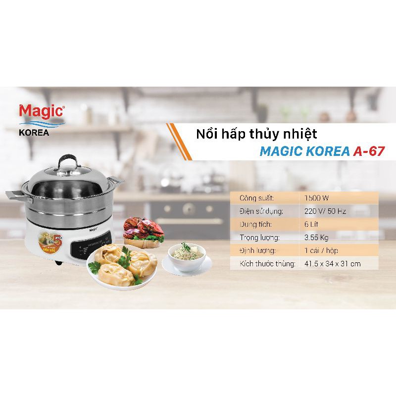 Nồi hấp thủy nhiệt Magic A-67 - Dung tích 6 lít