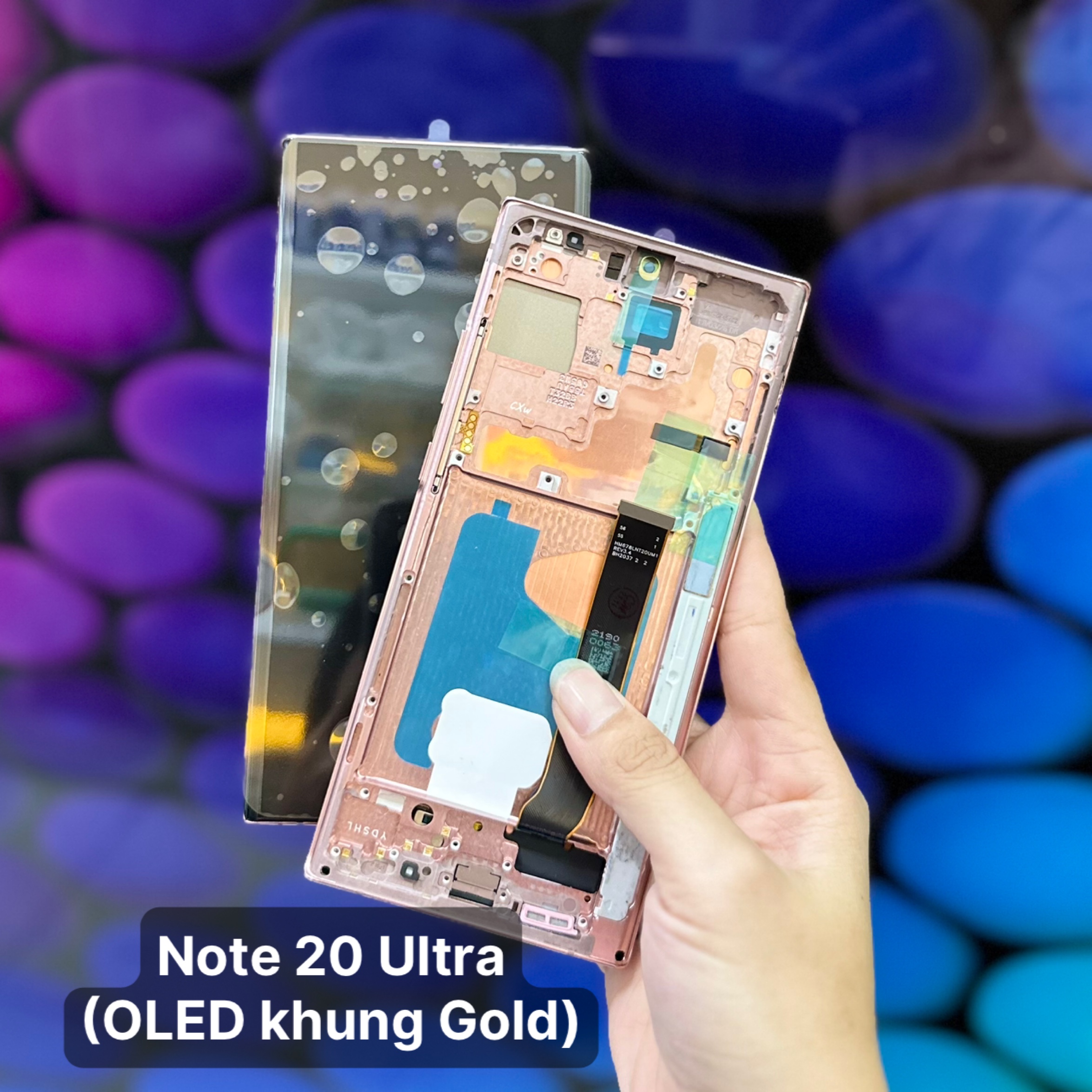 Samsung Note 20 Ultra (OLED) gold frame, black, white display