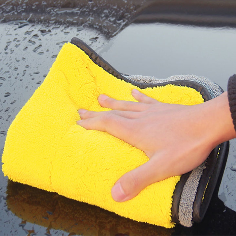 Khăn Lau Đa Năng Microfiber 2 Mặt Vàng - Xám Siêu Thấm Cực Dày