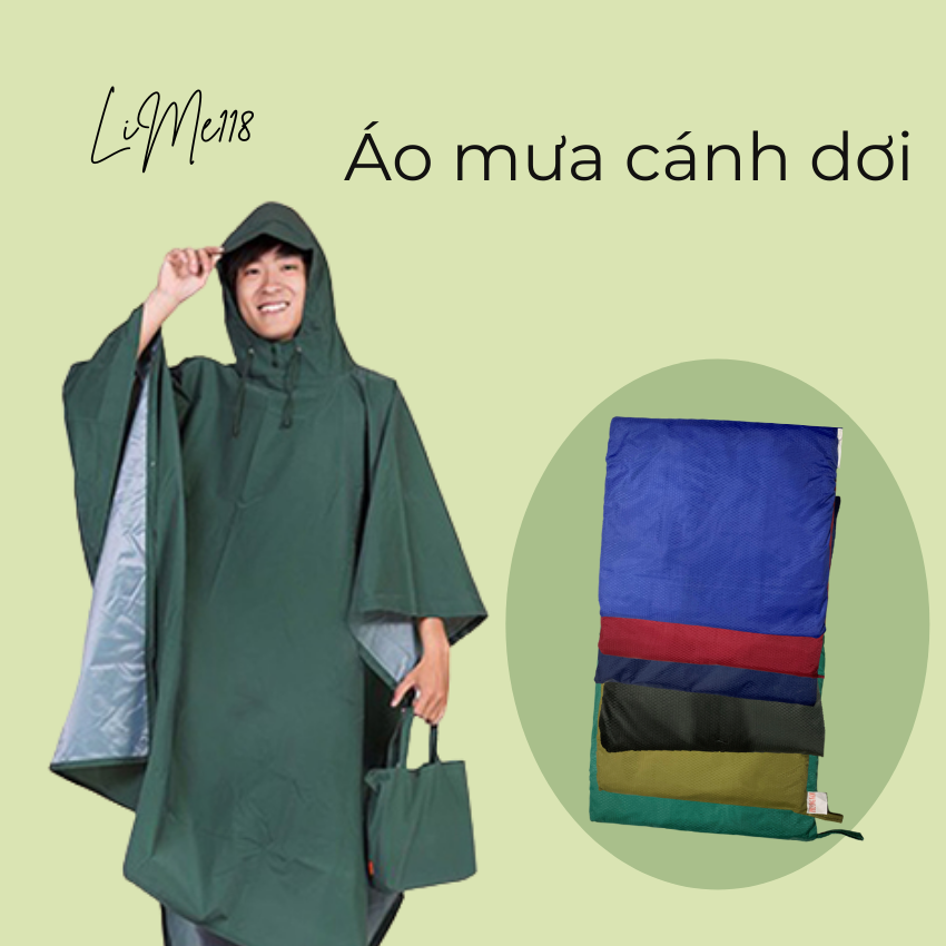 Áo mưa xẻ tà cánh dơi vân cá cao cấp loại tốt - áo mưa đi xe máy 2 tà - LiMe118