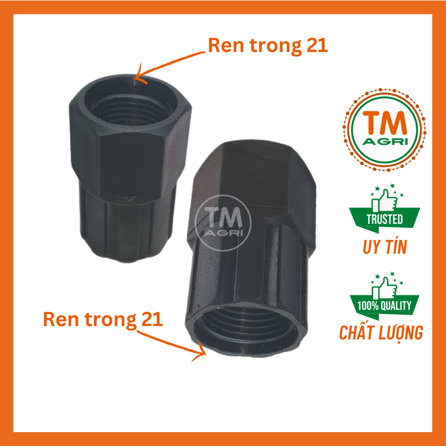 Bịch 50 cái nối ren trong 2 đầu phi 21mm pvc , khớp nối ống pvc 2 đầu ren trong pvc 21mm
