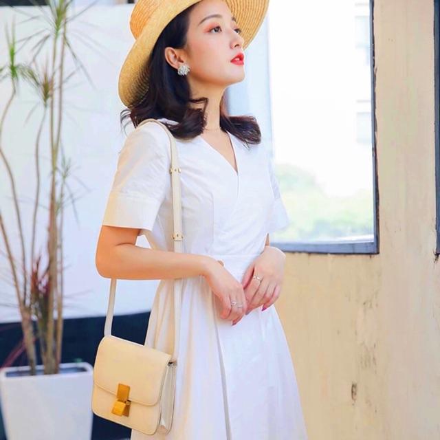 [HCM]Đầm trắng tùng phối vàng (kèm hình thật)