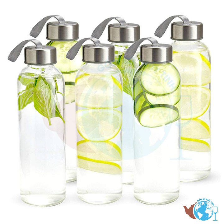 [HCM]Bình nước thủy tinh 300ml có dây xách