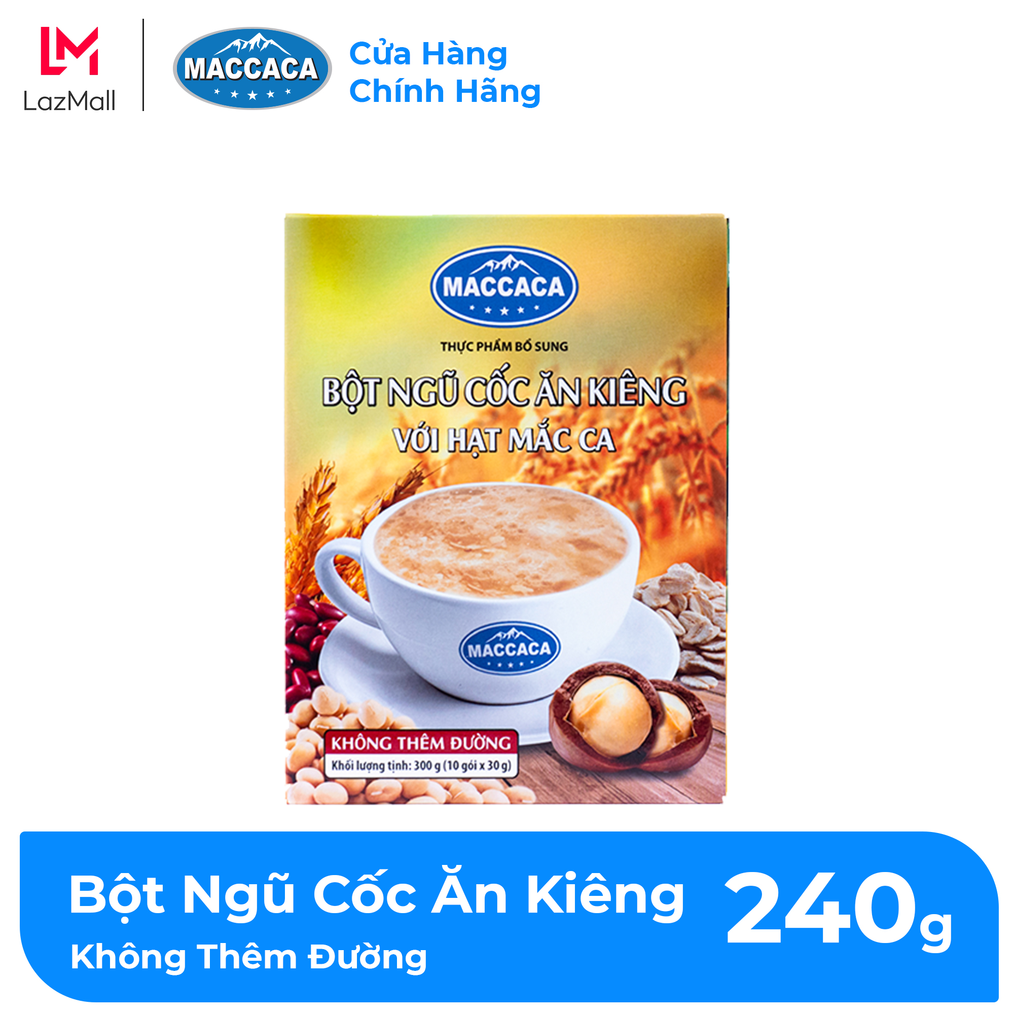 Maccaca - Bột Ngũ Cốc Ăn Kiêng với hạt Mắc Ca – không thêm đường.