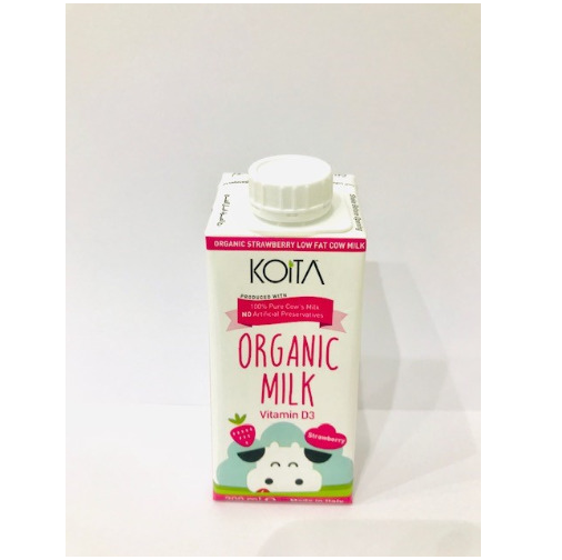 Sữa bò hữu cơ vị dâu ít béo Koita (200ml)