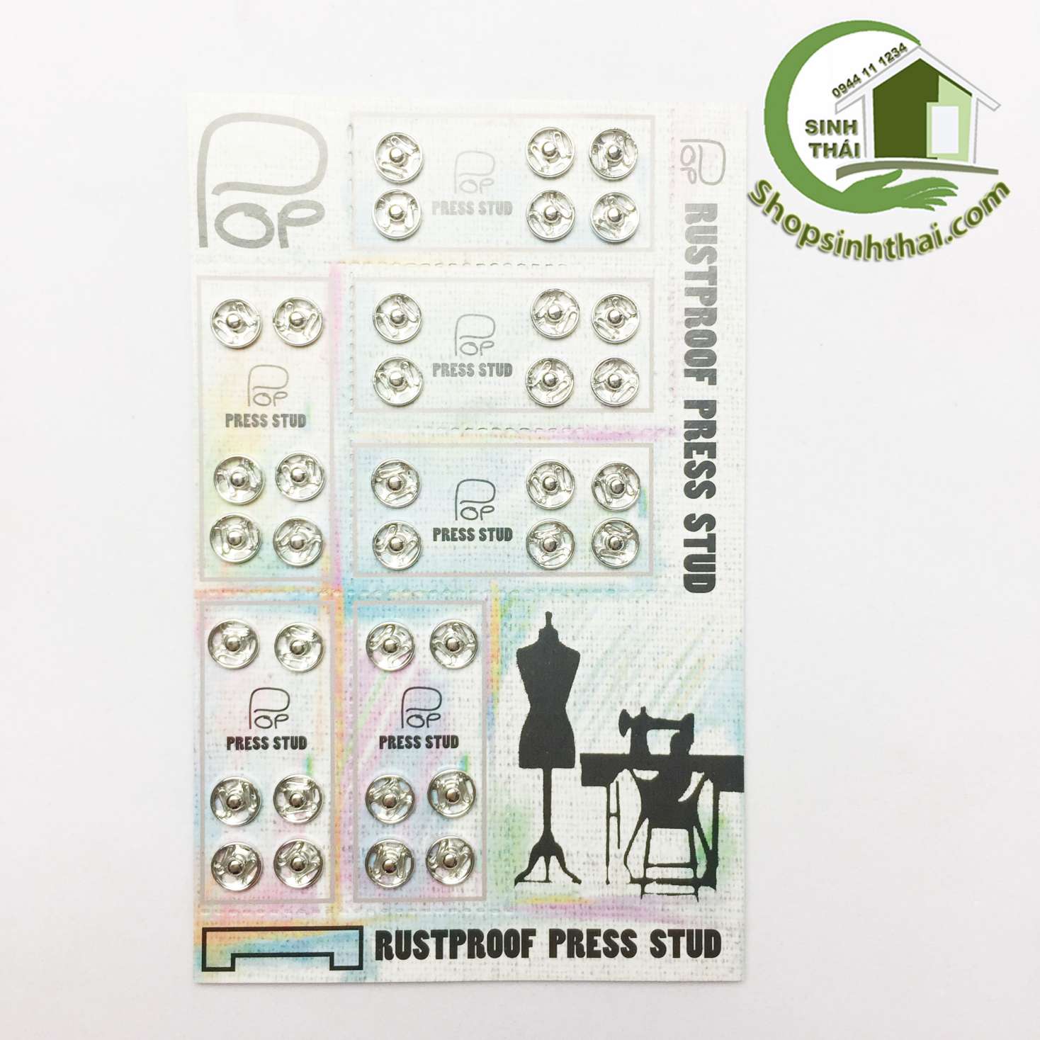 [HCM]Vỉ nút bóp quần áocúc bấm áo khuy bấm quần áo đính kết trang phục size 0.8cm