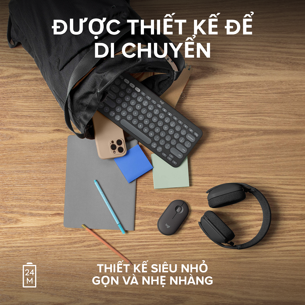 Chuột không dây Bluetooth Logitech M350 Mỏng nhẹ, 4000DPI, Easy-Switch cho Windows, macOS, iPadOS, Android