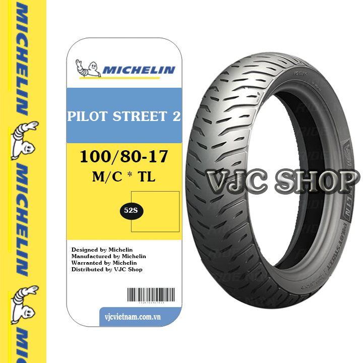 Vỏ xe michelin 100/80-17 pilot street 2 dùng cho bánh mâm 17 inch