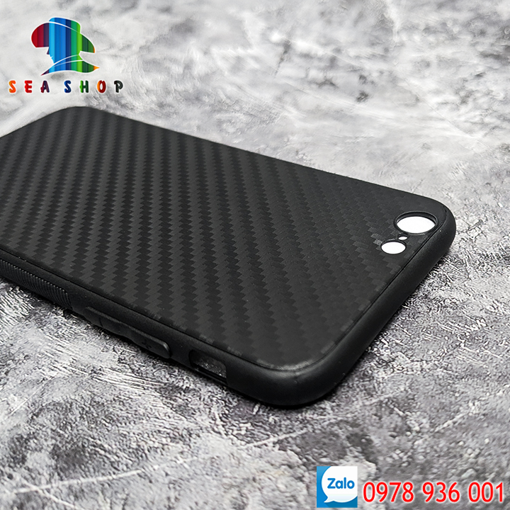 Ốp lưng Iphone 6 / 6S nhựa nhựa dẻo - Vân Carbon - Chống trơn trượt - Kính cường lực full màn hình