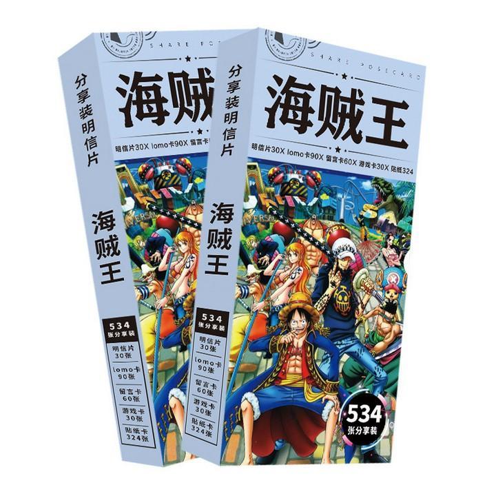 Hộp ảnh Postcard One piece có lomo sticker bưu thiếp in hình anime chibi