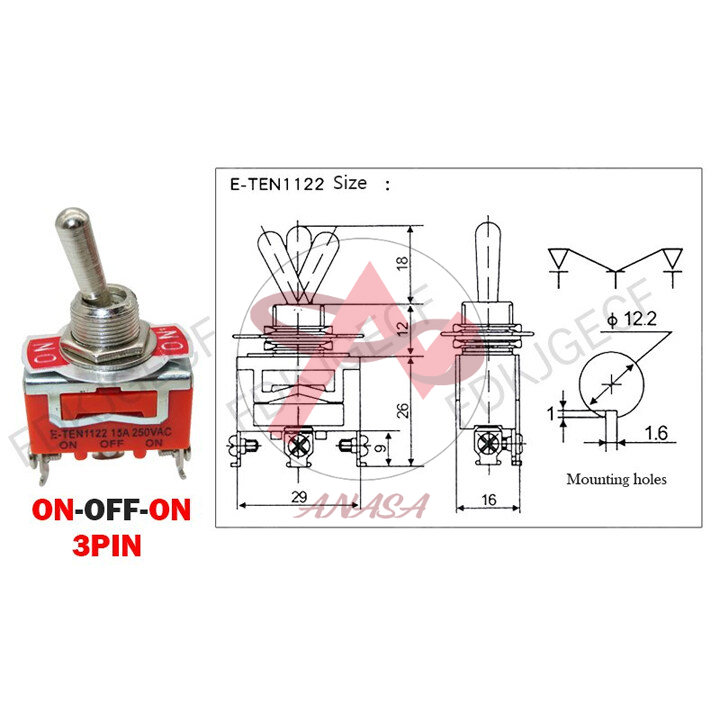 Công Tắc Gạt Đôi E-TEN 1221 15A/250V 2 Chế Độ ON-OFF 4P