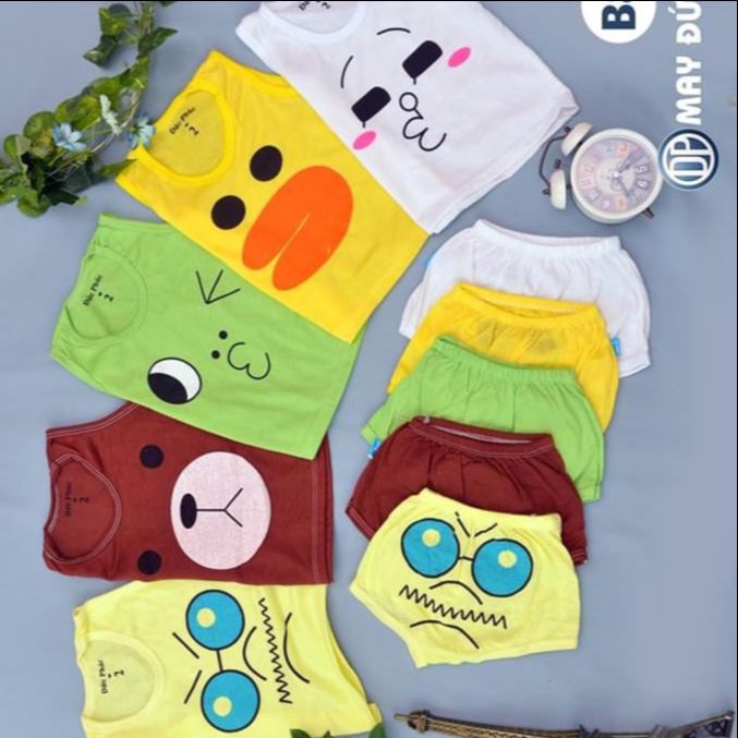 Set 5 bộ áo ba lỗ quần chip cho bé trai (có video và voucher freeship)
