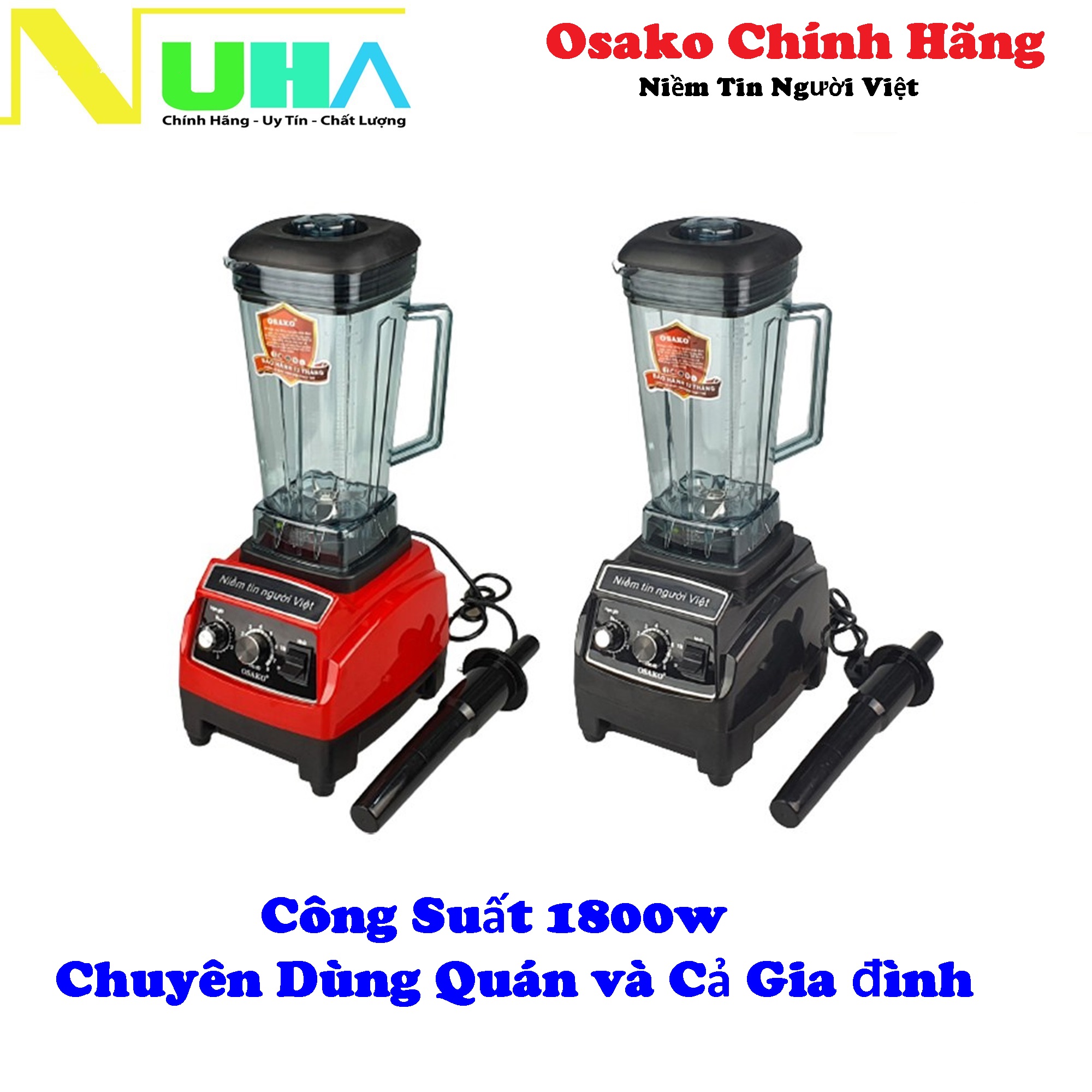 Máy xay sinh tố xay đá công nghiệp OS-1800W Osako dung tích cối 2L bộ dao 6 lưỡi chức năng hẹn giờ có bán linh kiện rời