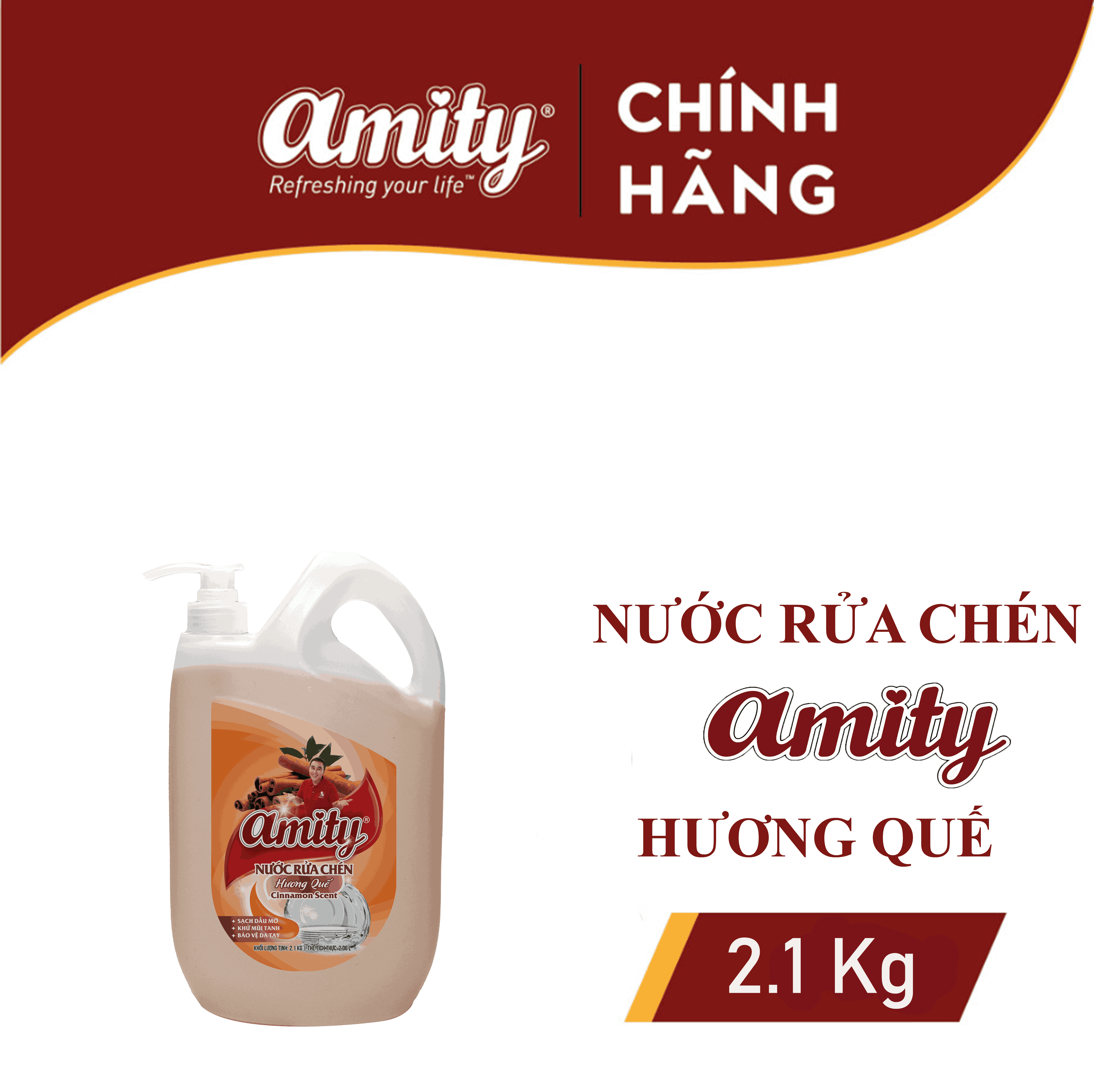 Nước Rửa Chén AMITY Can 2.1kg - Hương Quế