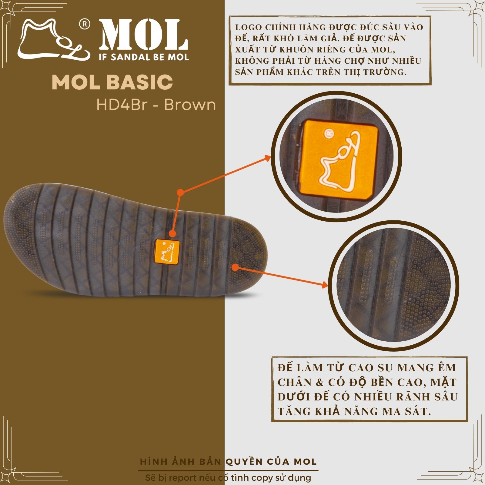 Dép nam quai chéo hiệu MOL da Bò HD4