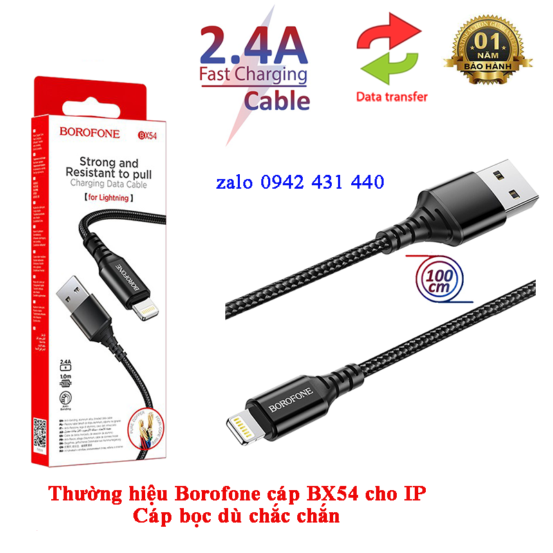 Cáp sạc nhanh Borofone BX54 Lightning dành cho Iphone, Ipad