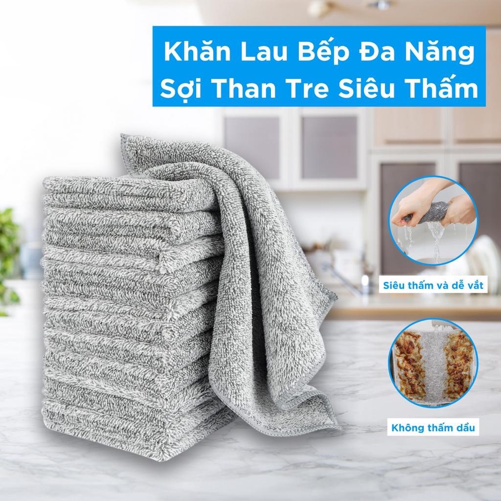 Combo 3 cái Khăn lau chén đĩa, khăn lau tay, khăn lau bếp hình vuông bằng than tre thấm hút tốt đa năng khăn lau bếp, khăn bếp, khăn lau bếp, khăn lau chén, khăn lau tay, khăn bếp, khăn lau chén dĩa, khăn , khăn lau, khăn
