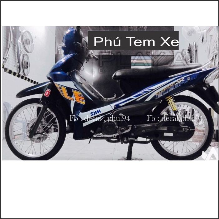 Tem rời Elegant xanh trắng đen