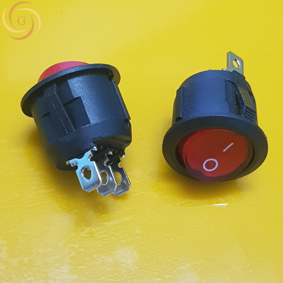 Công tắc 3 chân tròn có đèn báo - công tắc on/off