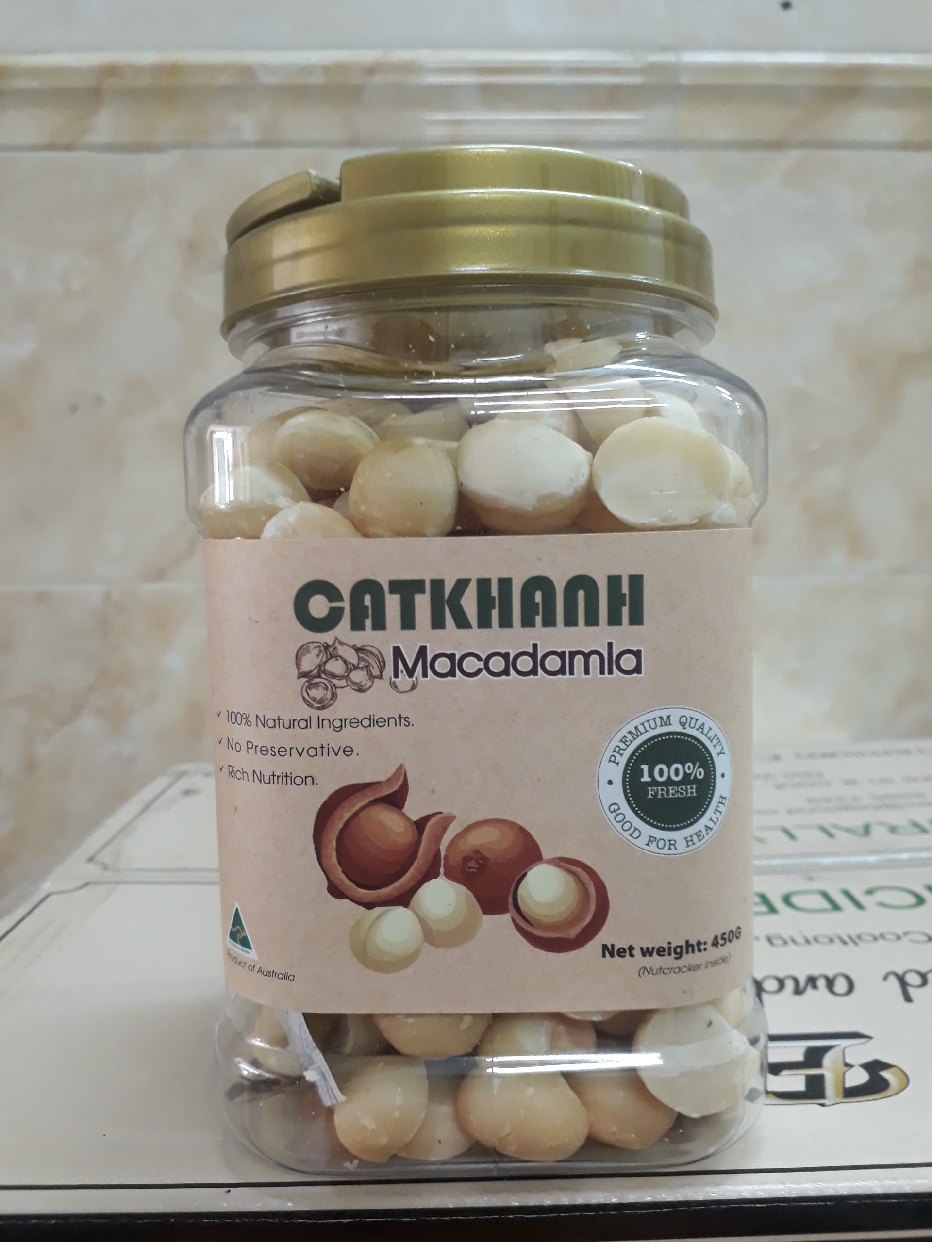 [HCM]Nhân hạt mắc-ca Cát Khánh hủ 450gr