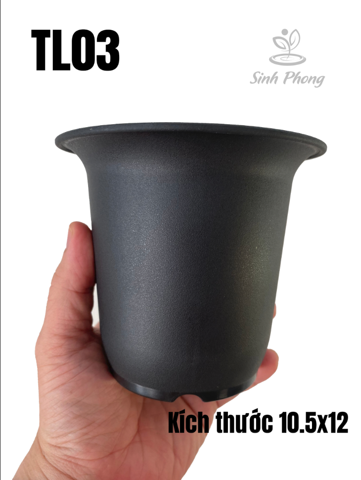 Chậu tròn loe TL03 đen KT 10.5x12 (set 10 cái)
