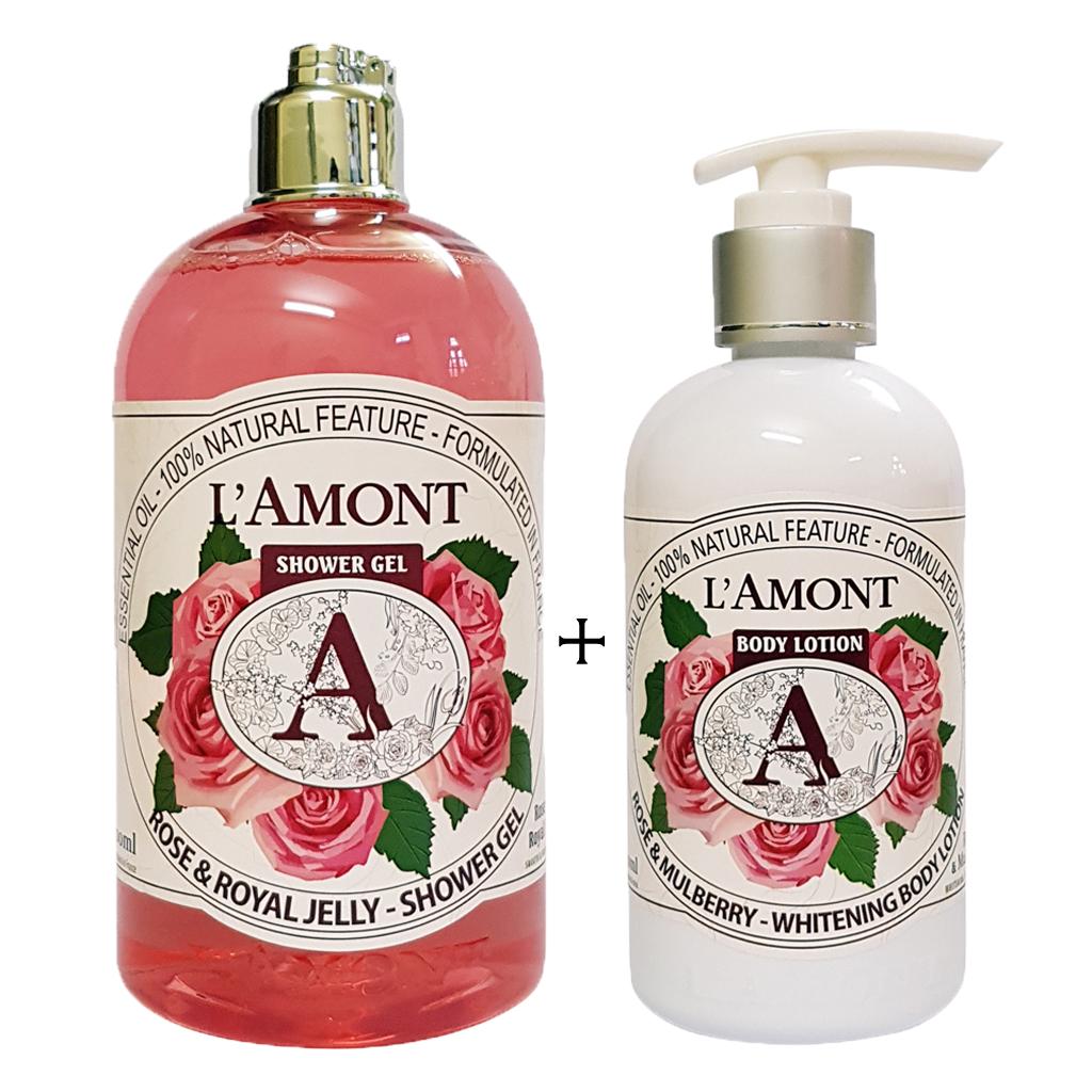 Sữa tắm 500ml và Dưỡng thể 250ml LAmont En Provence Hương Hoa Hồng