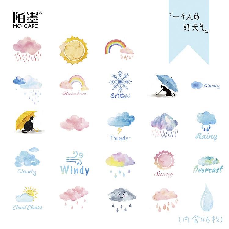 Hộp 46 sticker Thời tiết trang trí planner scrapbook