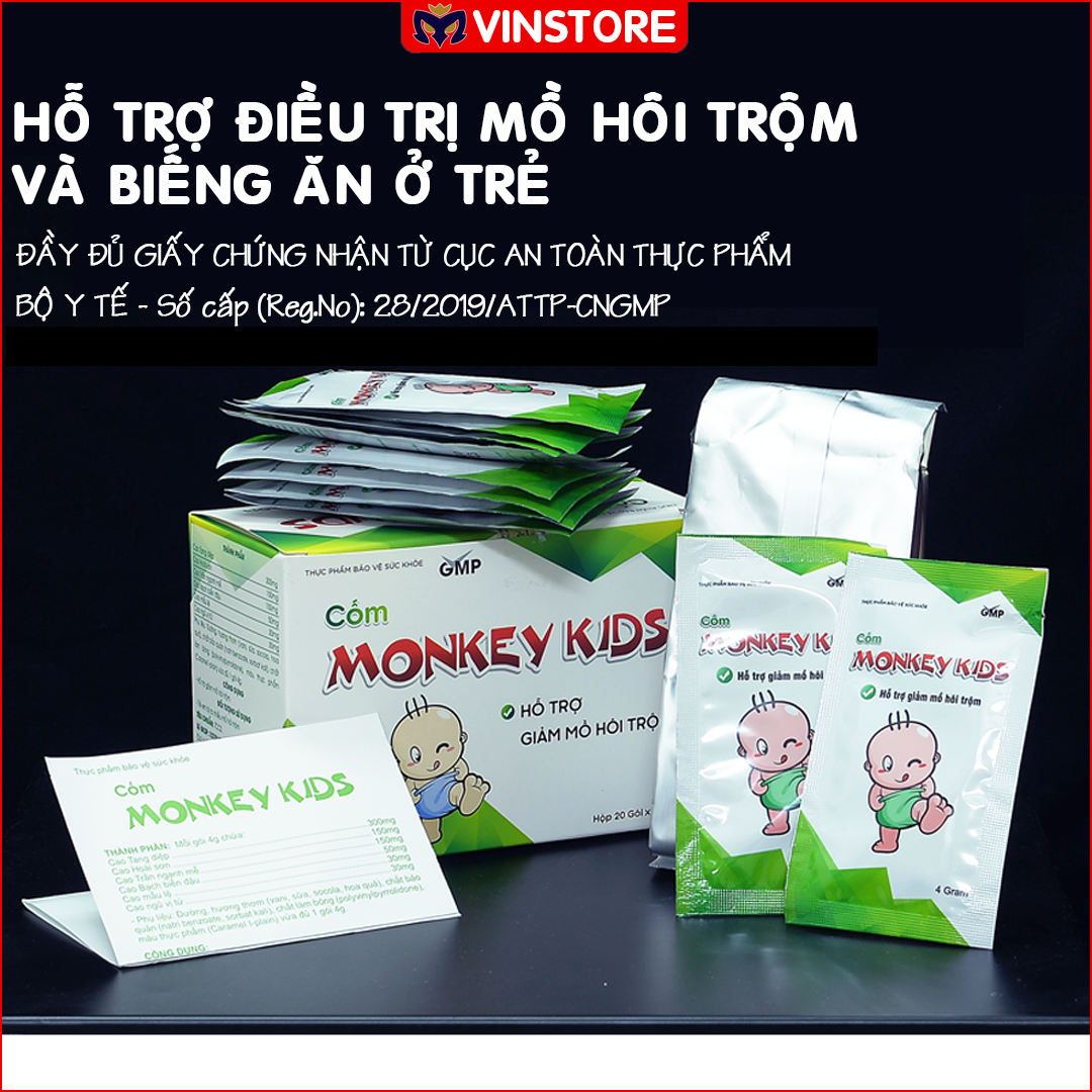 Hỗ trợ chống Mồ Hôi Trộm cho bé-Cốm MONKEY KIDS (Đầy đủ giấy chứng nhận từ CỤC AN TOÀN THỰC PHẨM-BỘ Y TẾ)