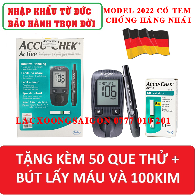 Máy đo đường huyết Accu-Chek Active  Hàng chính hãng bảo hành trọn đời