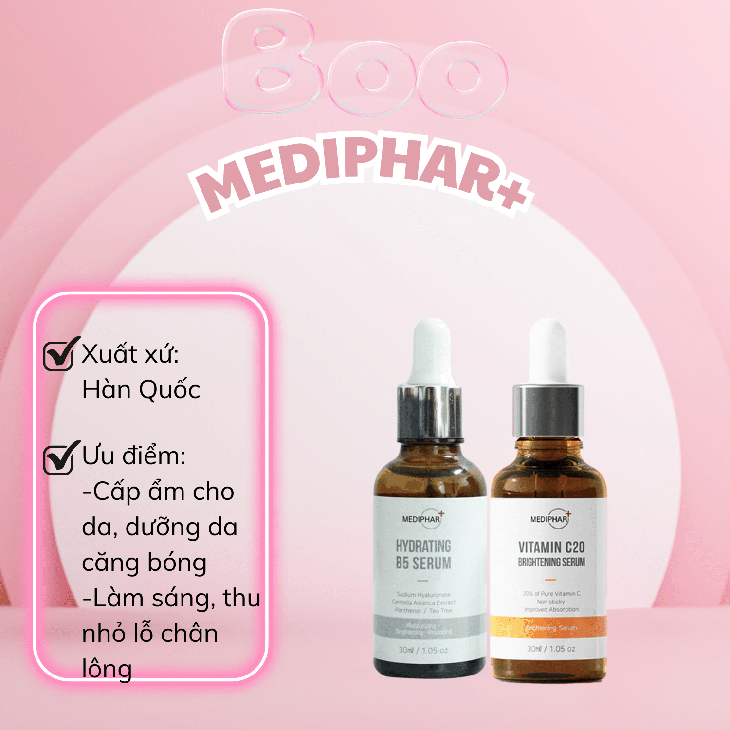 Serum phục hồi, cấp ẩm, sáng da Mediphar
