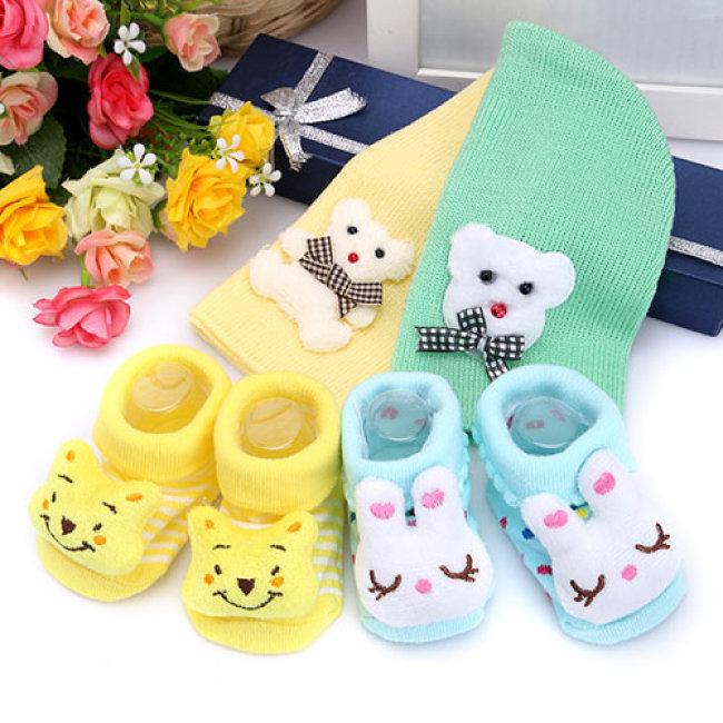 [HCM]Combo 2 Nón Len + 2 Vớ 3D Cực Cute Giữ Ấm Cho Bé