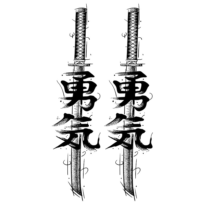 Samurai sword and letter tattoo hc-bk waterproof 15 days herbal tattoo