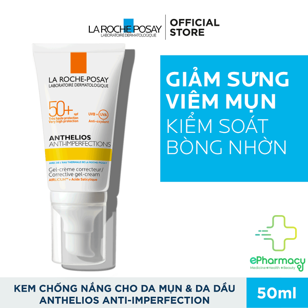 [HCM]LA ROCHE-POSAY Kem Chống Nắng Cho Da Dầu Mụn Anthelios Anti-Imperfection SPF50+ Facial Sunscreen 50ml