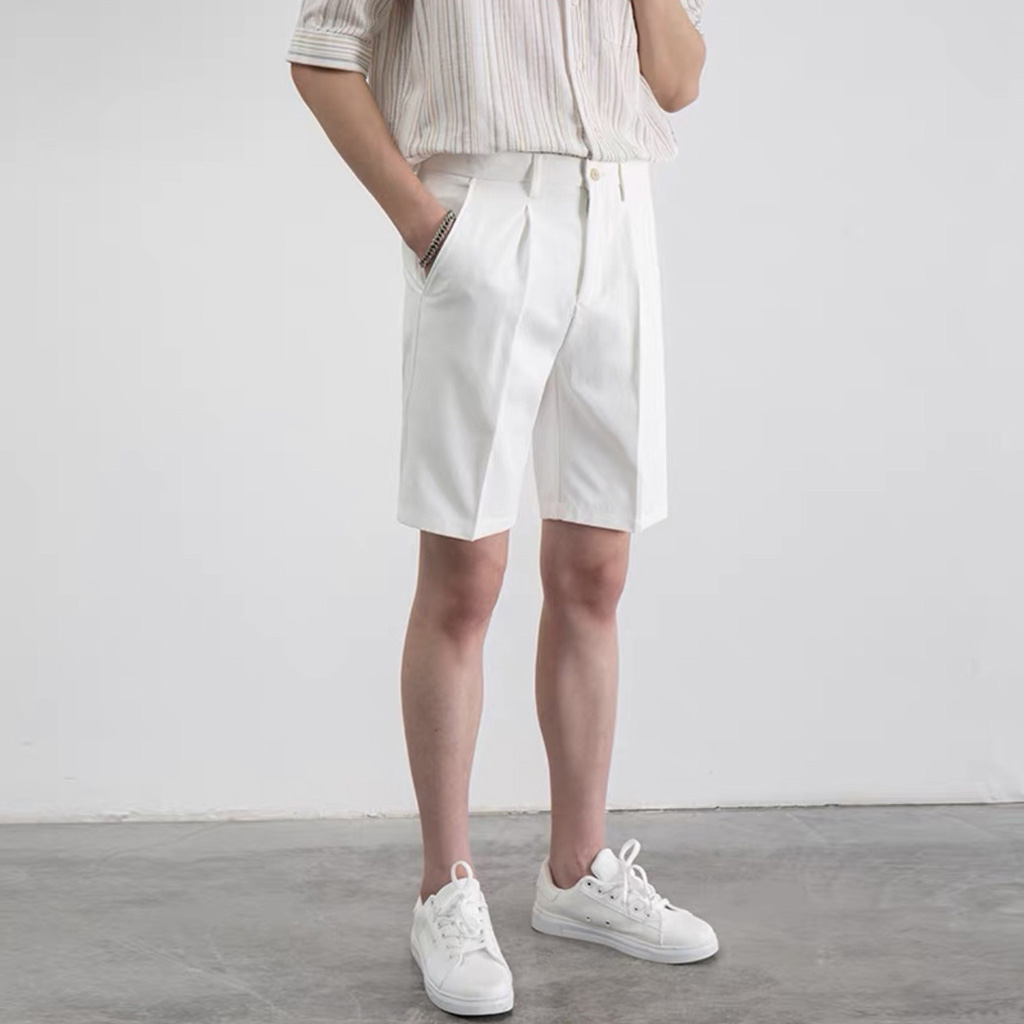 Quần Âu Baggy Nam Màu Be Cạp Cao Dáng Rộng Chất Vải Mềm Mịn Không Xù Lông