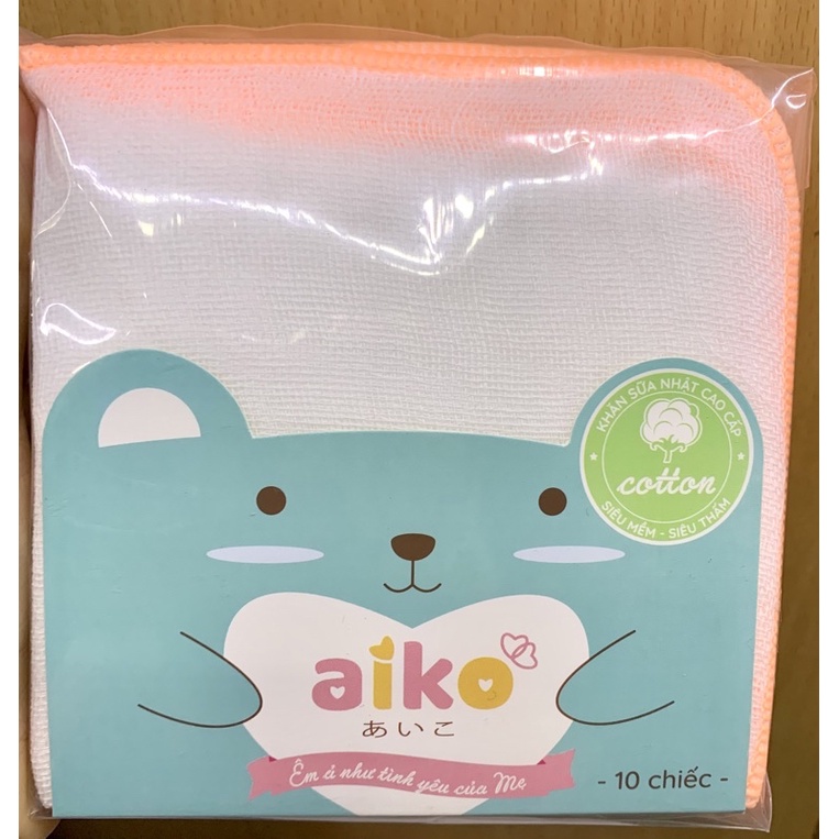 Khăn sữa cao cấp Aiko 4 lớp xuất Nhật - bịch 10 chiếc