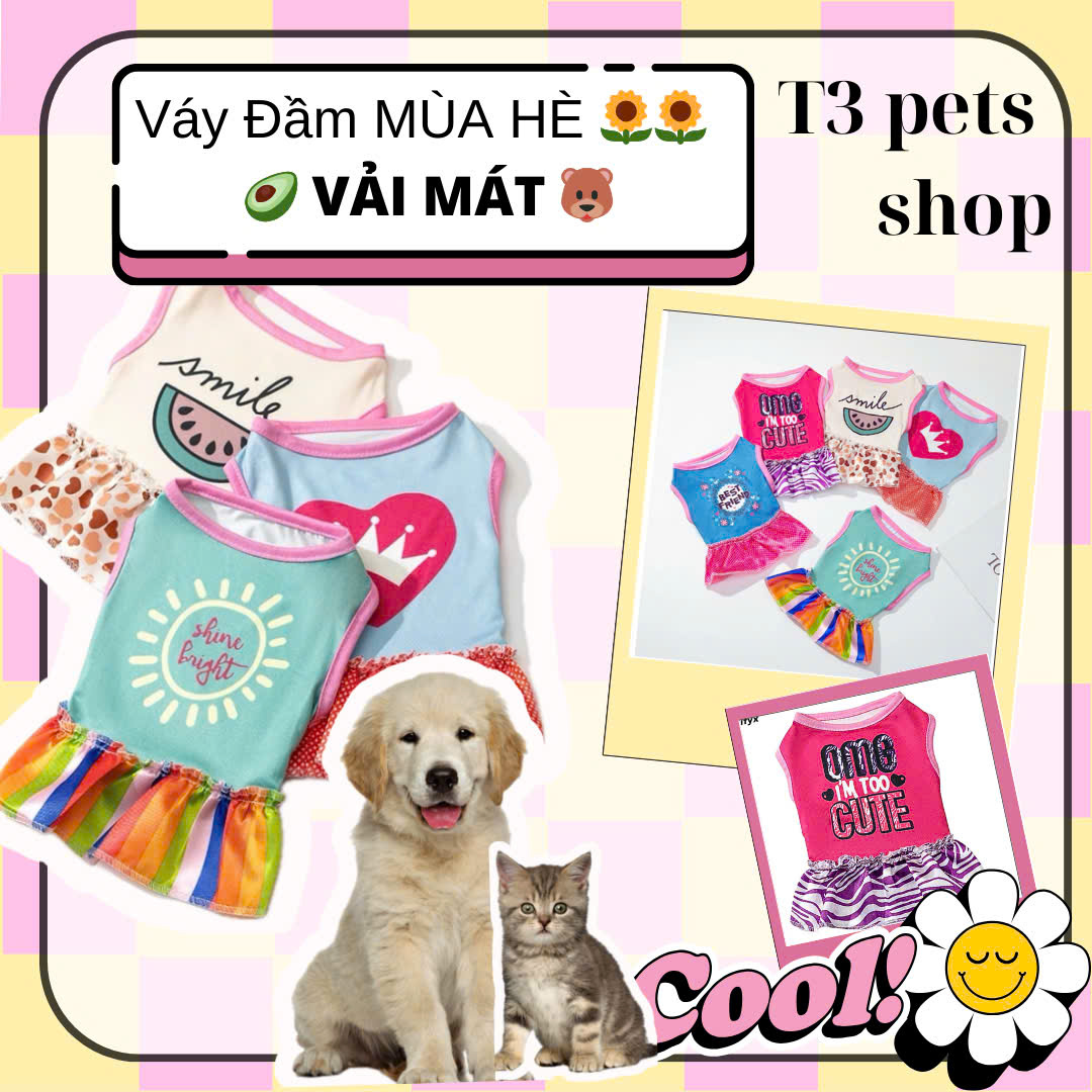 áo váy đầm xòe mùa hè dành cho chó mèo - T3 PETS SHOP