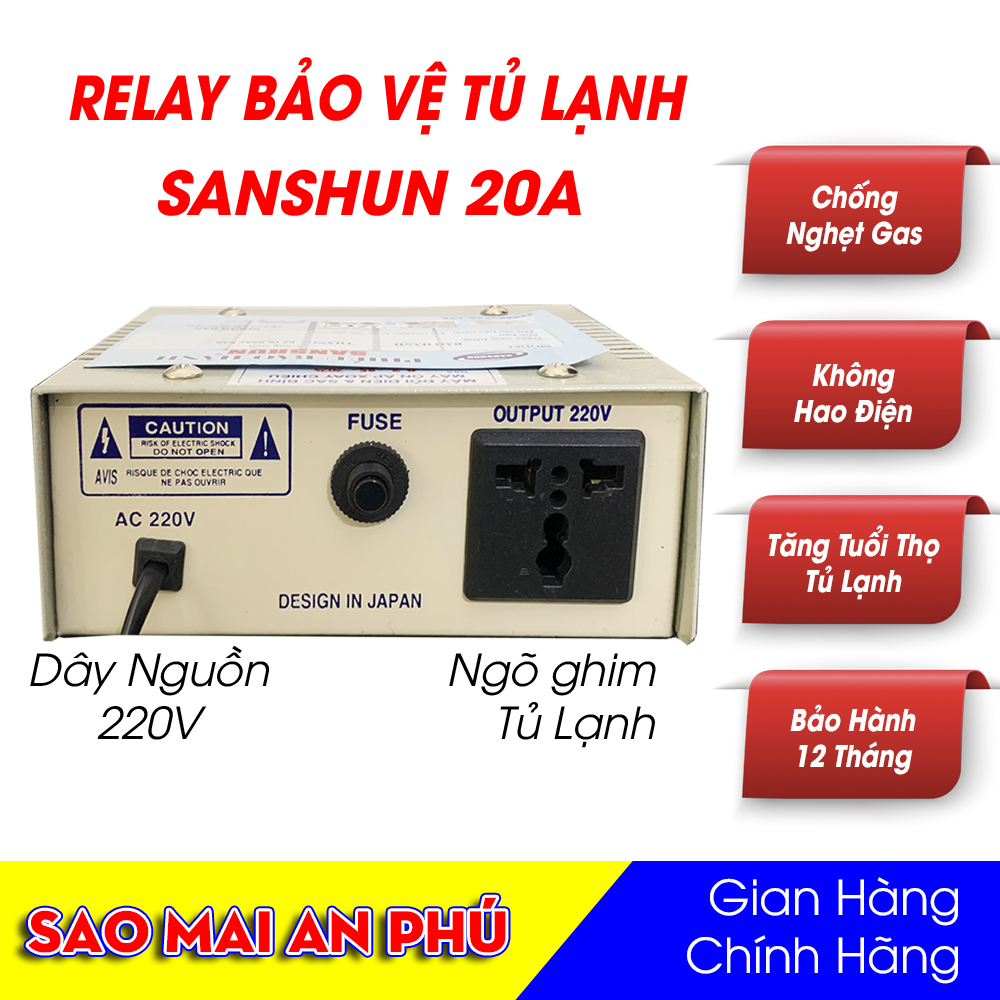 Relay (Ổn áp) bảo vệ tủ lạnh cao cấp SANSHUN 20A New