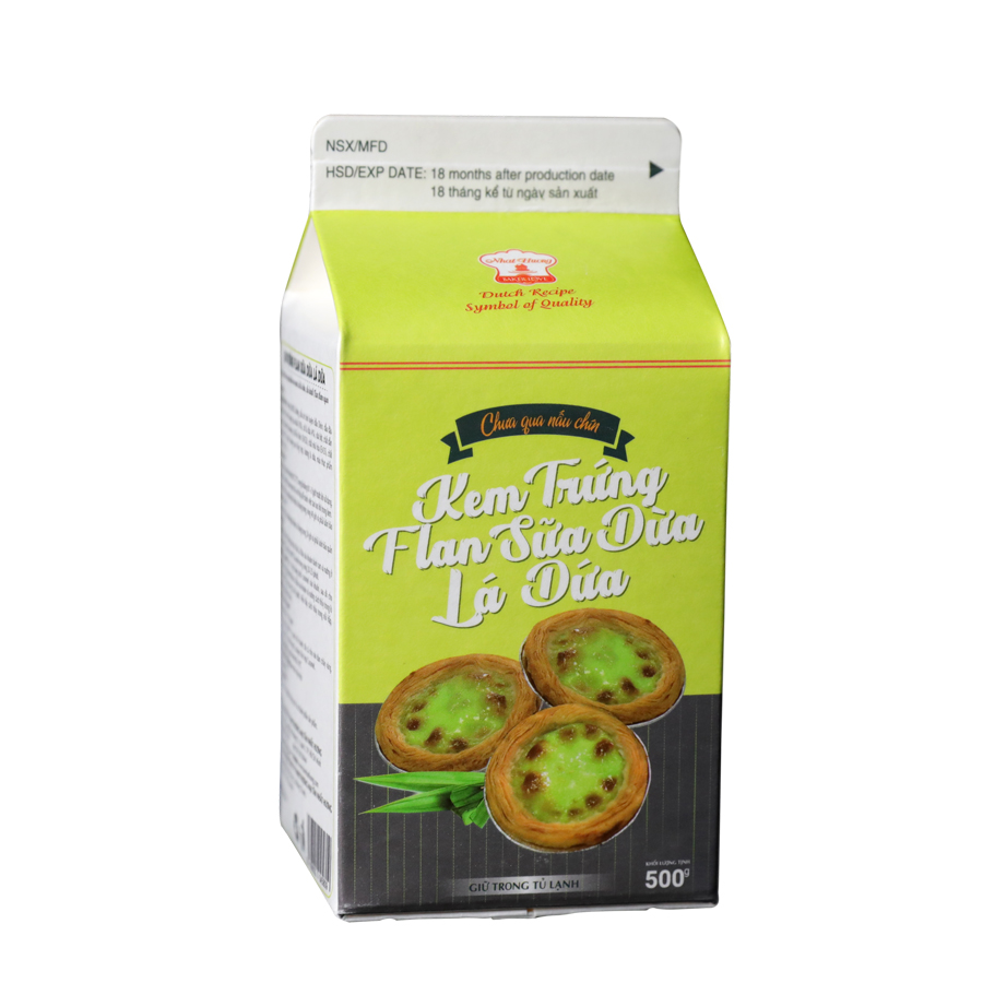 Kem trứng flan sữa dừa lá dứa