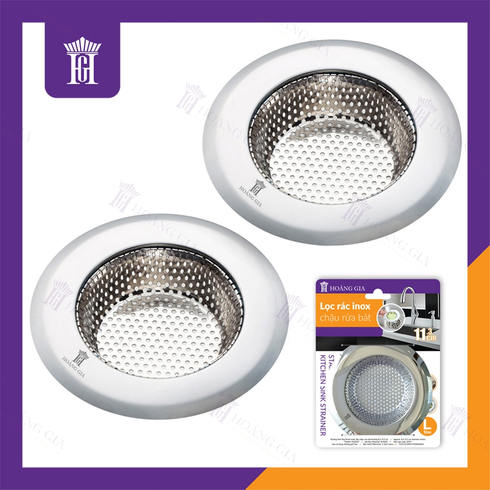 Hoang Gia Stainless Steel Kitchen Sink Strainer, Large Wide Rim 4.5" Diameter for Kitchen Sinks, SET OF 2