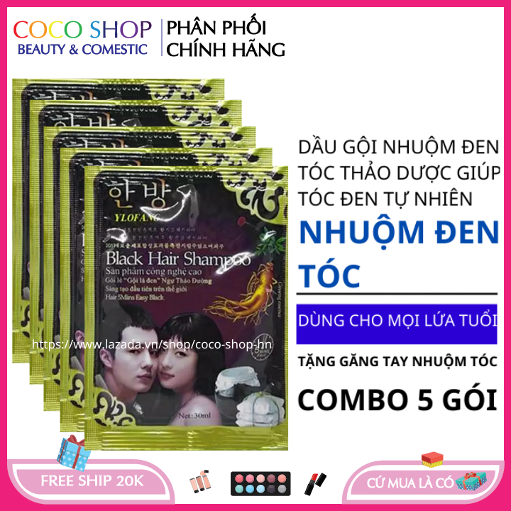 Dầu gội nhuộm đen tóc tại nhà bằng thảo dược Hàn Quốc - coco shop hn