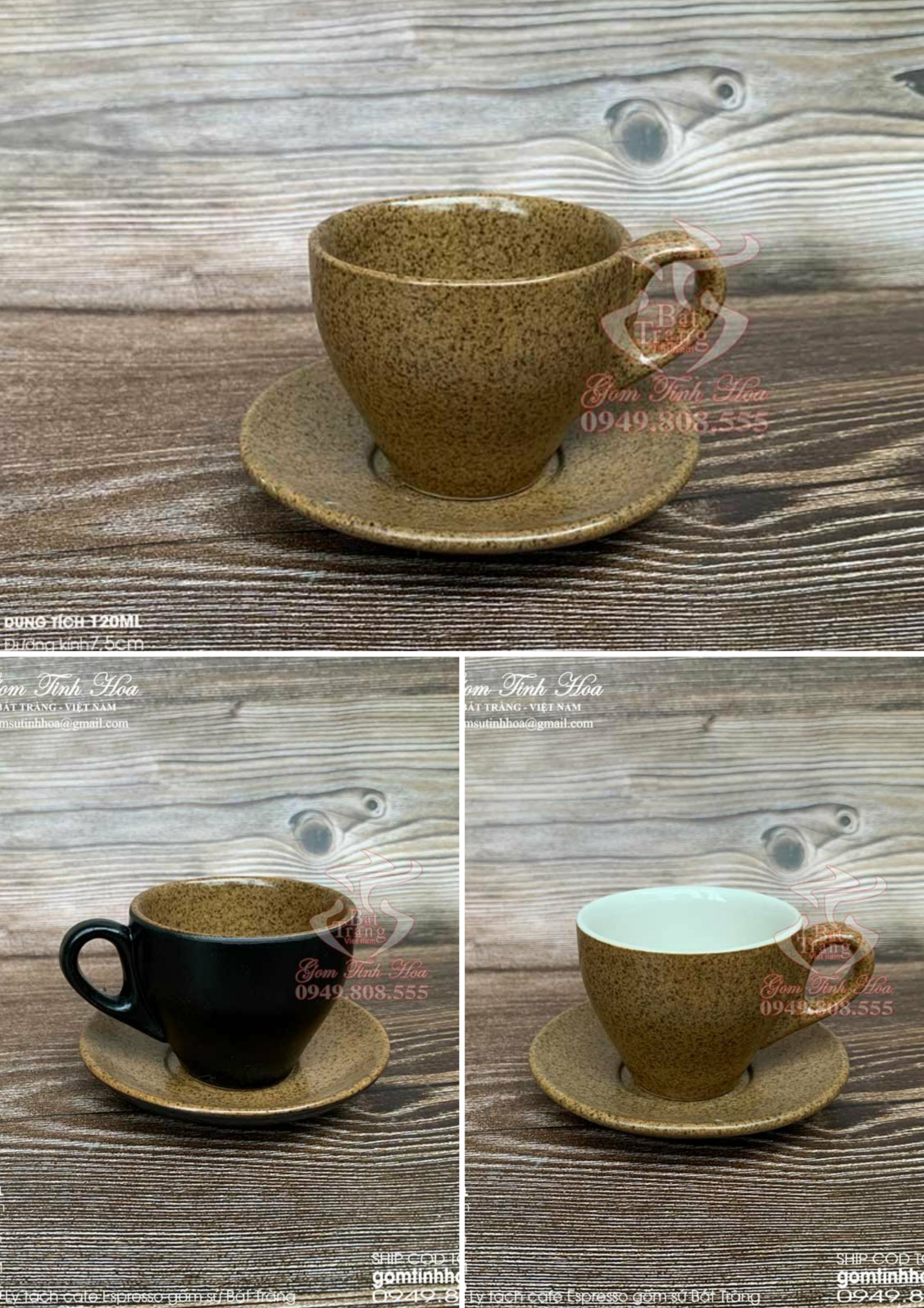 Ly tách cafe Espresso gốm sứ Bát Tràng men màu