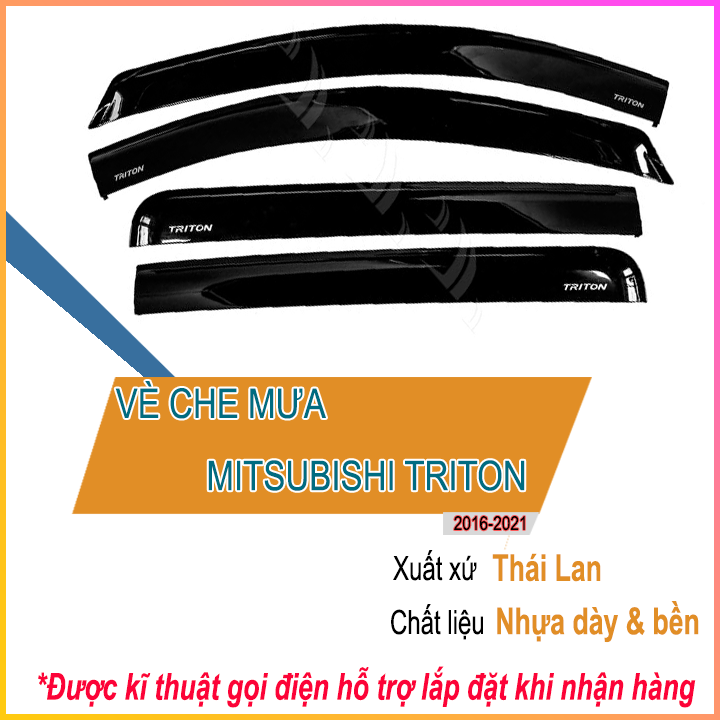 [Bọc hộp chống gãy] Vè che mưa Triton [2016-2022]-đen