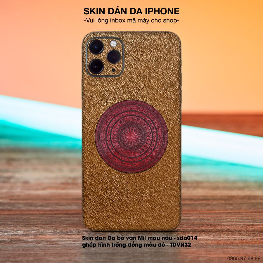 Miếng dán da ghép hình trống đồng đỏ - bộ bộ 6 cho iPhone (inbox mã máy cho shop)