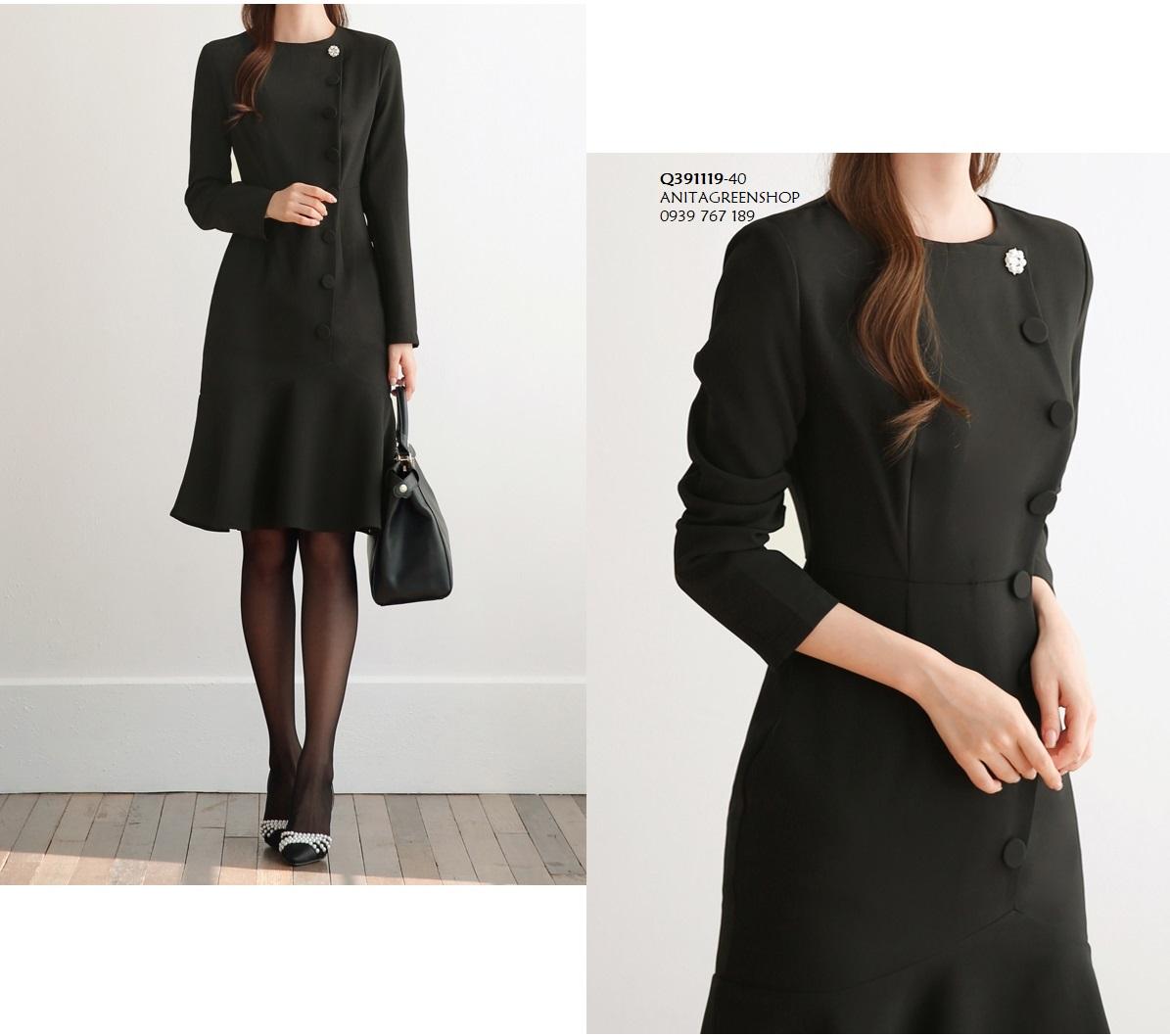Q391119   ĐẦM ĐUÔI CÁ PHỐI NÚT