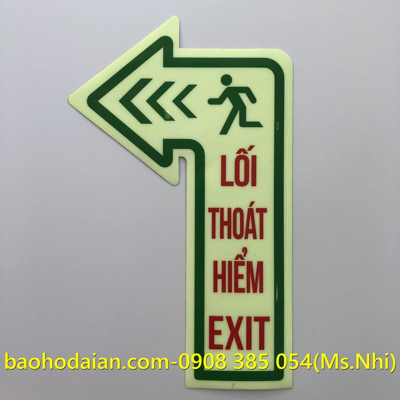 Biển dán chỉ dẫn lối thoát hiểm exit dạ quang (24x16cm)