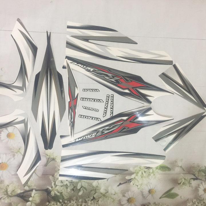 Bộ tem 3 lớp Xe wave RSX màu Trắng Đen