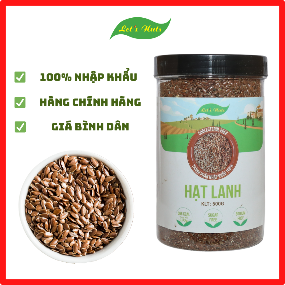 Hạt lanh nâu hữu cơ Let s Nuts hộp 500g giúp đẹp da, giảm cân