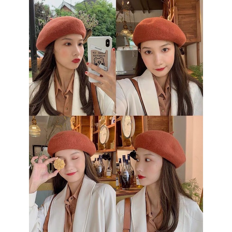 [HCM]Mũ nồi - Mũ beret - Nón xinh chất dạ